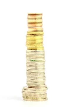 Coins stacked Stock Photos