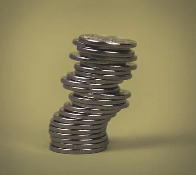 Coins in stacks on a uniform background Stock Photos