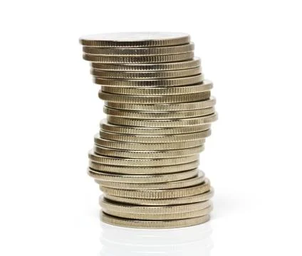 Coins stacks on white background, increasing business Stock Photos