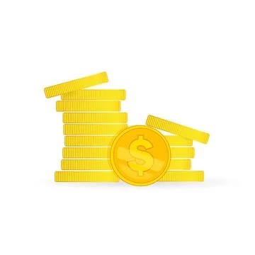 Coins stock vector illustration in flat style. Coins pile, coins money, one Stock Illustration