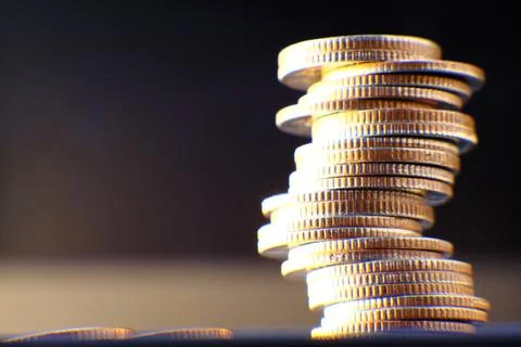 Coins on table background and saving money and business growth concept fina.. Stock Photos