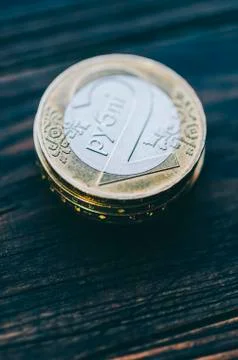 Coins On The Table Stock Photos