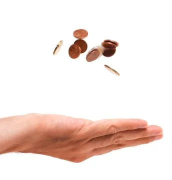 Coins toss up Stock Photos