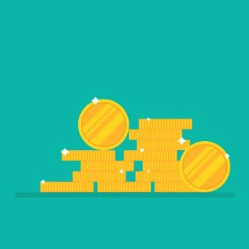 Coins vector illustration in flat design. Golden coins stack Stock Illustration