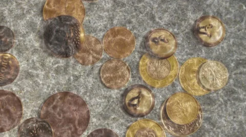 Coins in the water Stock Footage 8525222