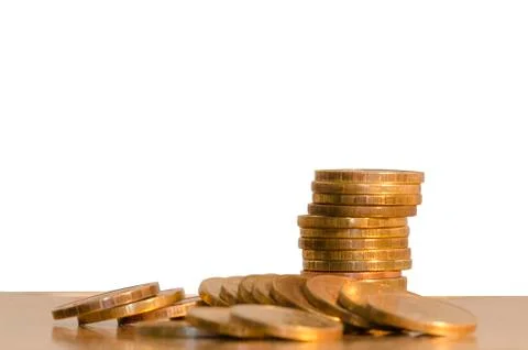 Coins on a white background Stock Photos
