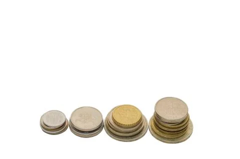Coins on white background. Stock Photos