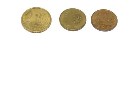 Coins on white background. Stock Photos