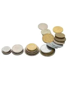 Coins on white background. Stock Photos