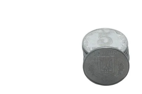 Coins on white background. Stock Photos