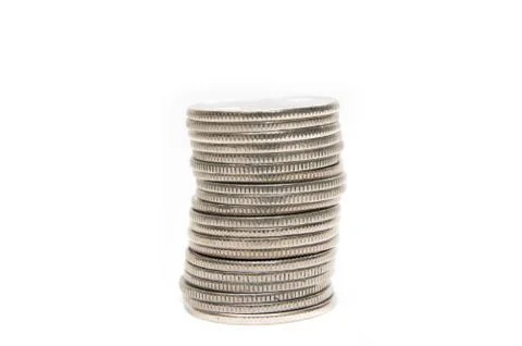 Coins on the white background Stock Photos