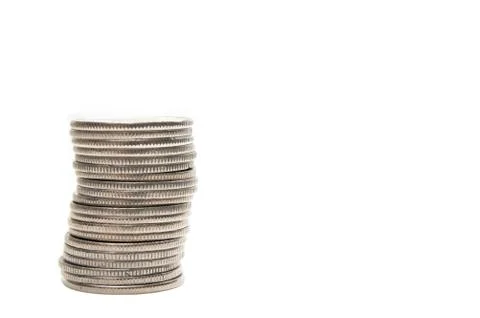Coins on the white background Stock Photos
