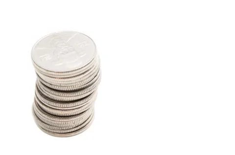 Coins on the white background Stock Photos