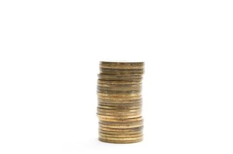 Coins on the white background Stock Photos