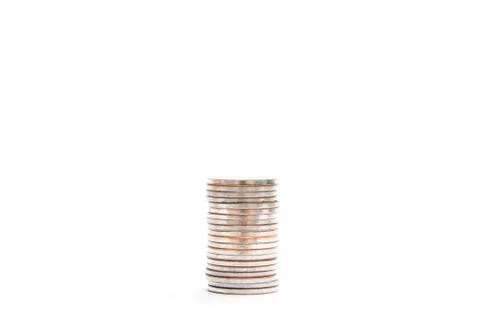Coins on the white background Stock Photos