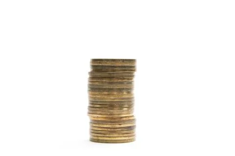 Coins on the white background Stock Photos