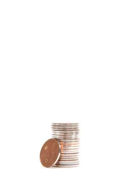 Coins on the white background Stock Photos