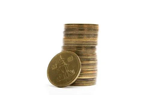 Coins on the white background Foto stock