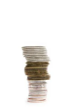 Coins on the white background Stock-Fotos