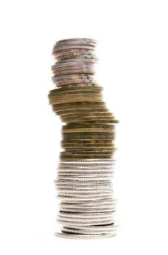 Coins on the white background Stock-Fotos