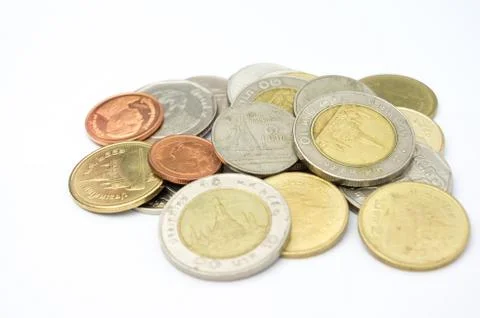 Coins on white Stock Photos