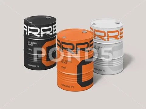 Cointainer Barrel Oil Mockup Modello PSD
