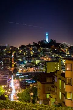 Coit tower at night Foto stock