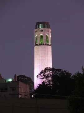 Coit Tower at night Stock Photos