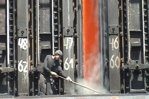 Coke production at factory. The koksovaja furnace. Stock Footage