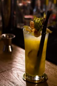Coktail with ananas Stock Photos