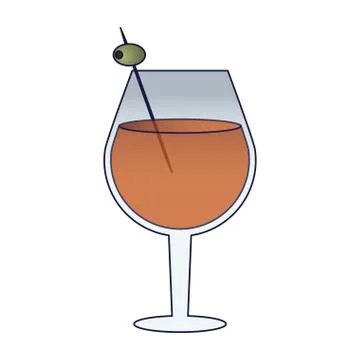 Coktail with olive in straw Stock Illustration