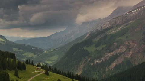 Col de la Croix mountain pass and alpine valley time lapse Video stock 52219628