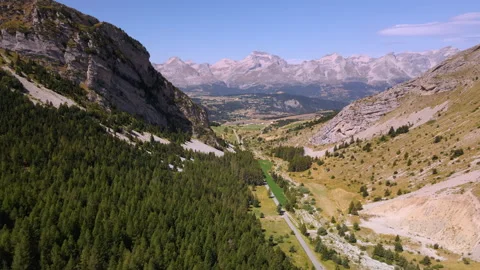 Col du Noyer looking towards Devoluy Massif. Hautes-Alpes (Alps), France Stock Footage 253339710