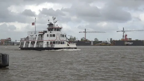 The Col Frank X Armiger Ferry coming into port in New Orleans Stock-Footage 88069327