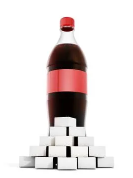 Cola bottle with lots of sugar cubes Stock Illustration
