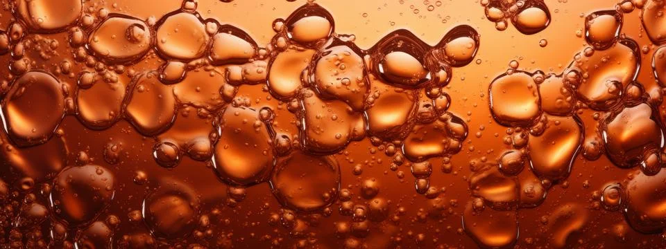 Cola bubbles liquid texture background. Beer close-up ,design element. Seamless Foto stock