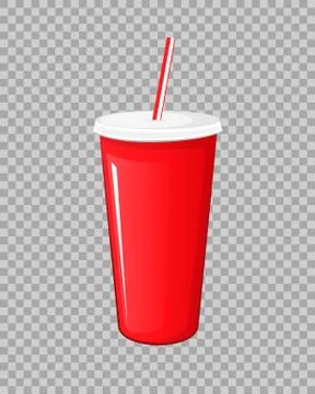 Cola drink in a red plastic pot cardboard cup with chopsticks isolated vector Stock Illustration