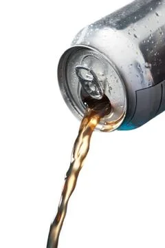Cola falling out of silver Stock Photos