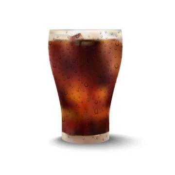 Cola in glass on white background, vector illustration Stock Illustration