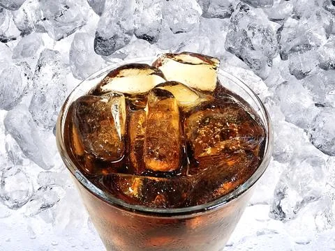 Cola With Ice Cubes In Glass Stock Photos