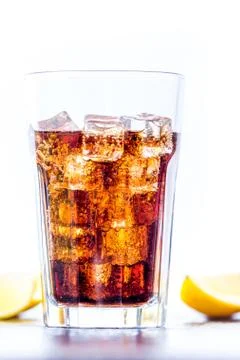 Cola with ice cubes Stock Photos