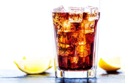 Cola with ice cubes Stock Photos