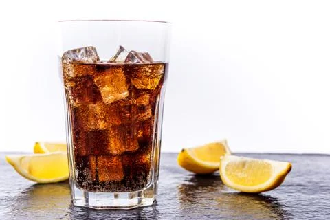 Cola with ice cubes Stock Photos