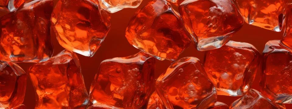 Cola with ice texture background. Close up of the ice cubes in cola water Stock Photos