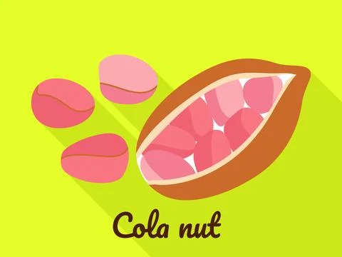 Cola nut icon, flat style Stock Illustration