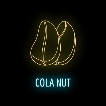 Cola nut neon glowing line art illustration Stock Illustration