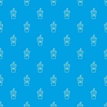 Cola plastic glass pattern seamless blue Stock Illustration