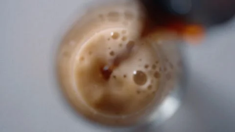 Cola Poured Into Glass, Top-Down Shot, Slow Motion 50fps/25fps Stock Footage 263196134