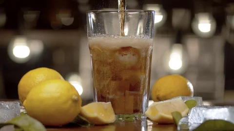 Cola pouring into the glass Stock Footage 125334482