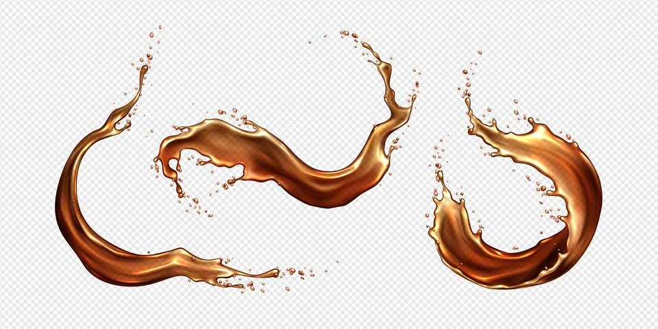 Cola splash with dynamic swirls and droplets Stock Illustration